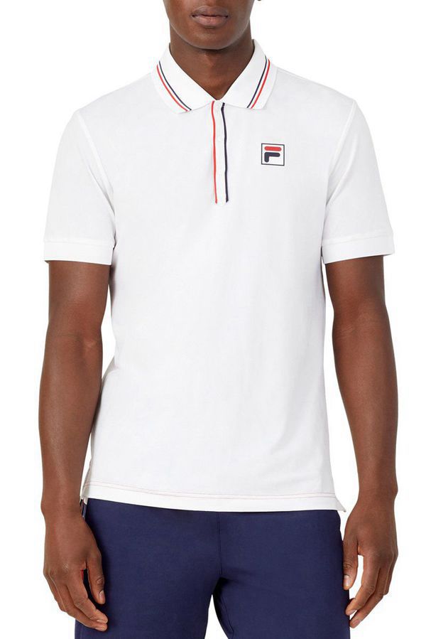 Camisas Polo Fila Homem Branco - Fila Heritage Jacquard Loja Online Portugal,FOTR-32170